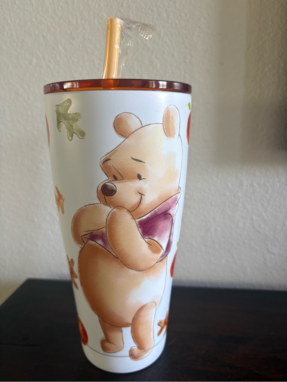 Winnie the Pooh Illustrated Travel Tumbler - White with Brown Accents